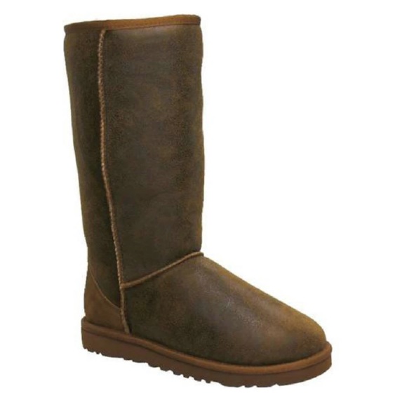 UGG Dark Brown Sheepskin Winter Fur Tall Boots